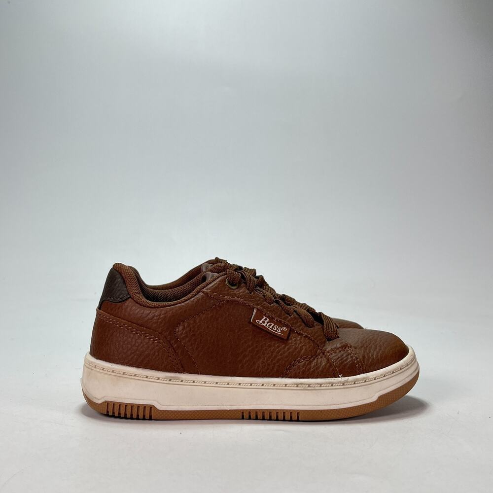 G.H. Bass & Co. Brown Lace Up Tumbled Faux Leather Casual Sneakers Kids Size 11